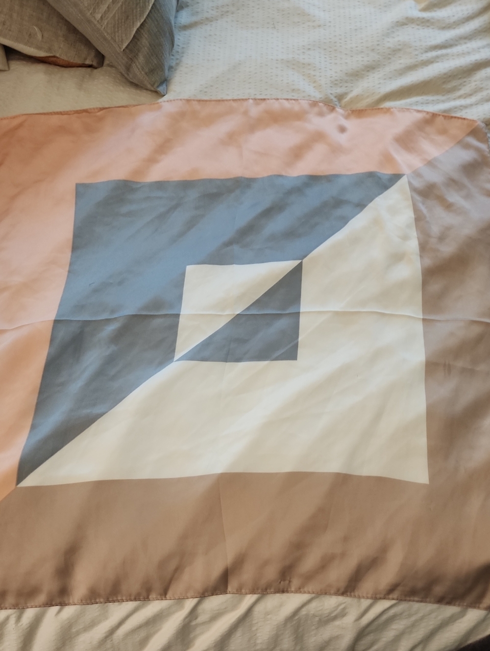 Modern Geometric Scarf in Blush, Gray & Cream